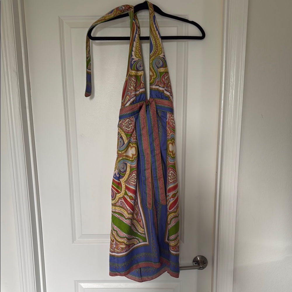 Nicole Miller Blue and Yellow Halter Sundress